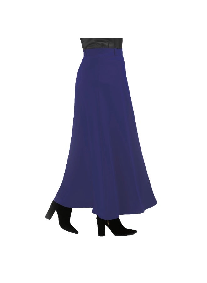 Smoky Egypt Half Circle Crepe Skirt With Lining-Blue - Image 1